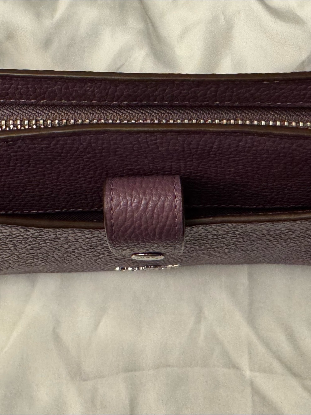 COACH Pebbled Leather Crossbody Bag in Eggplant with Silver Hardware - Picture 3 of 5